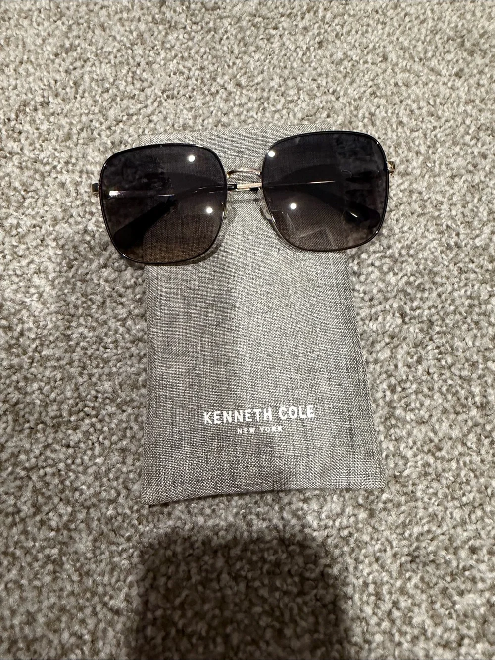Kenneth Cole Women's Square Sunglasses in Black and Silver